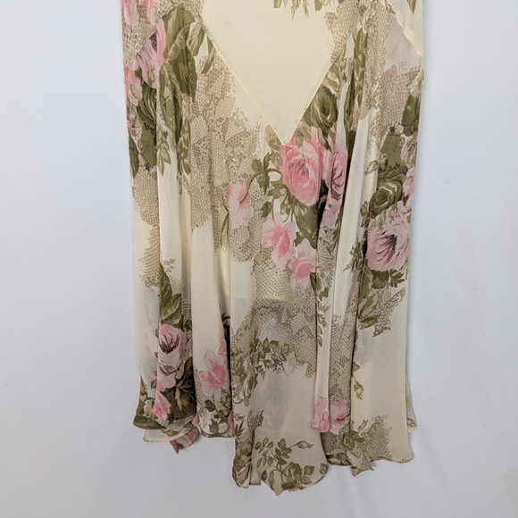 Eva Blue Y2K Floral Chiffon Maxi Dress Beaded Romantic - Picture 7 of 14